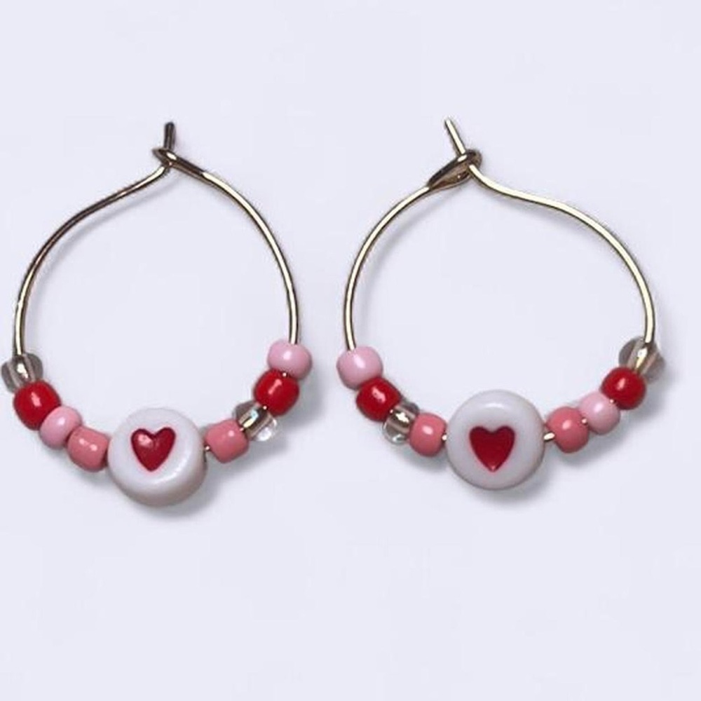 Heart Charm Hoop Earrings